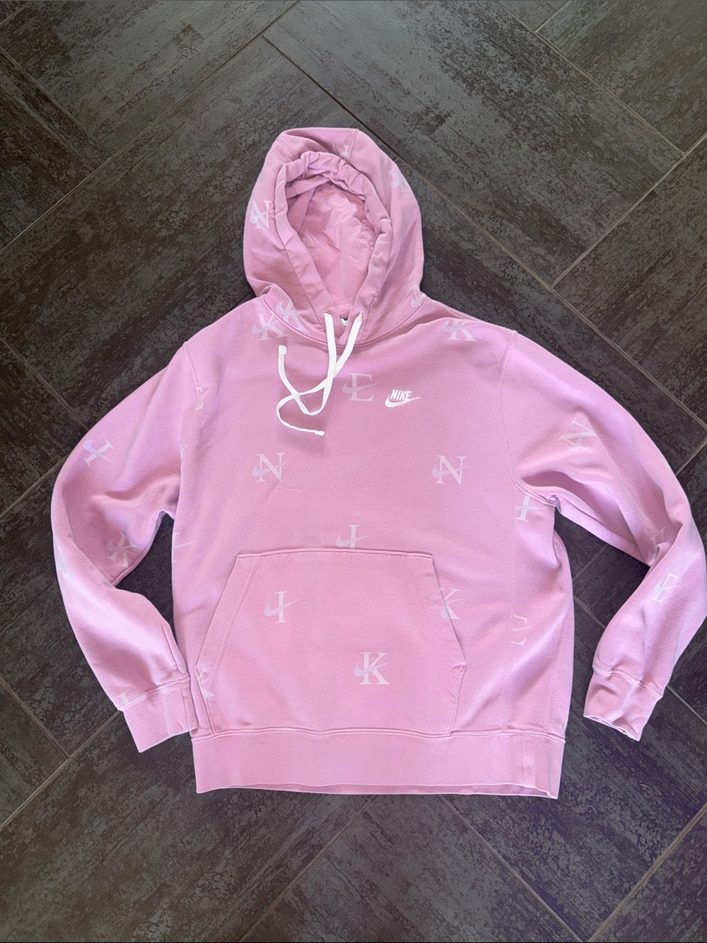 Nike Pink All-Over Logo Cowl Hoodie